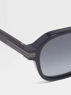Resort Essentials|Sunglasses>ZEGNA Asphalt Grey Aurora II Acetate Sunglasses AsphaltGrey