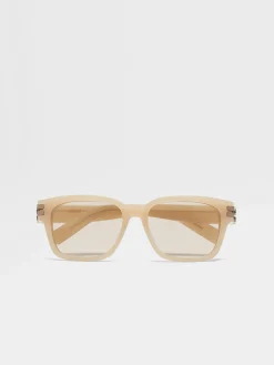 Sunglasses>ZEGNA Acetate Sunglasses Beige