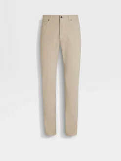 Jeans>ZEGNA Stretch Cotton Roccia Jeans Beige