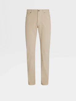Jeans>ZEGNA Stretch Cotton Roccia Jeans Beige