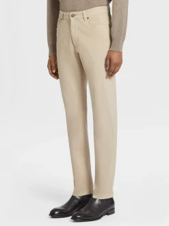 Jeans>ZEGNA Stretch Cotton Roccia Jeans Beige