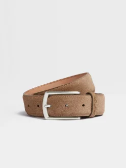 Belts>ZEGNA Suede Belt Beige