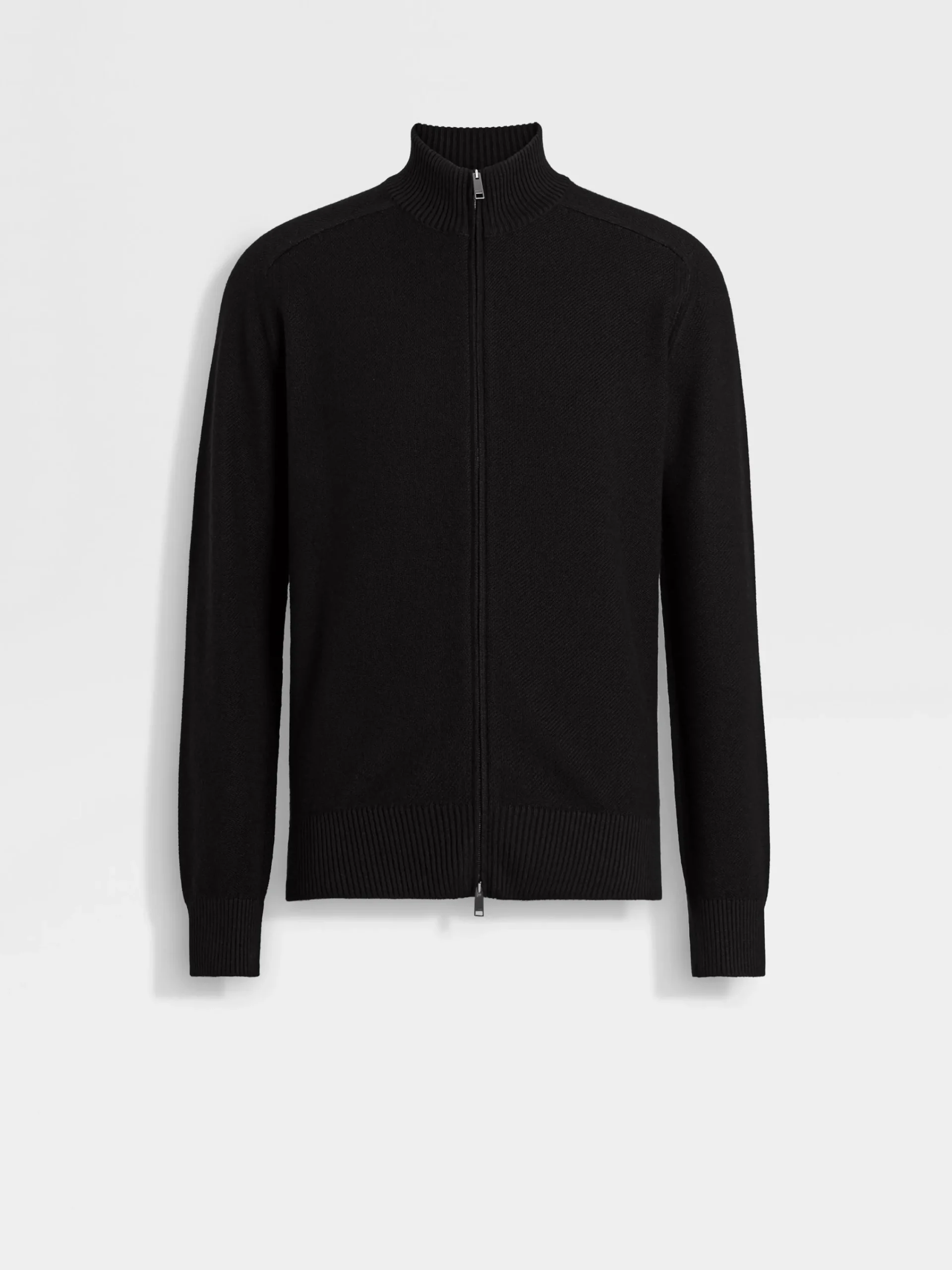 Sweaters>ZEGNA Cashseta Full Zip Cardigan Black