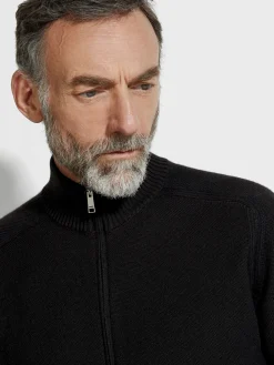 Sweaters>ZEGNA Cashseta Full Zip Cardigan Black