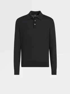 Polo Shirts|Sweaters>ZEGNA Cashseta Polo Shirt Black