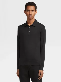 Polo Shirts|Sweaters>ZEGNA Cashseta Polo Shirt Black