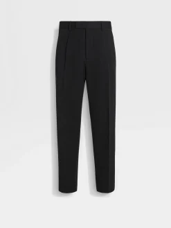 Pants>ZEGNA Cotton and Wool Pants Black