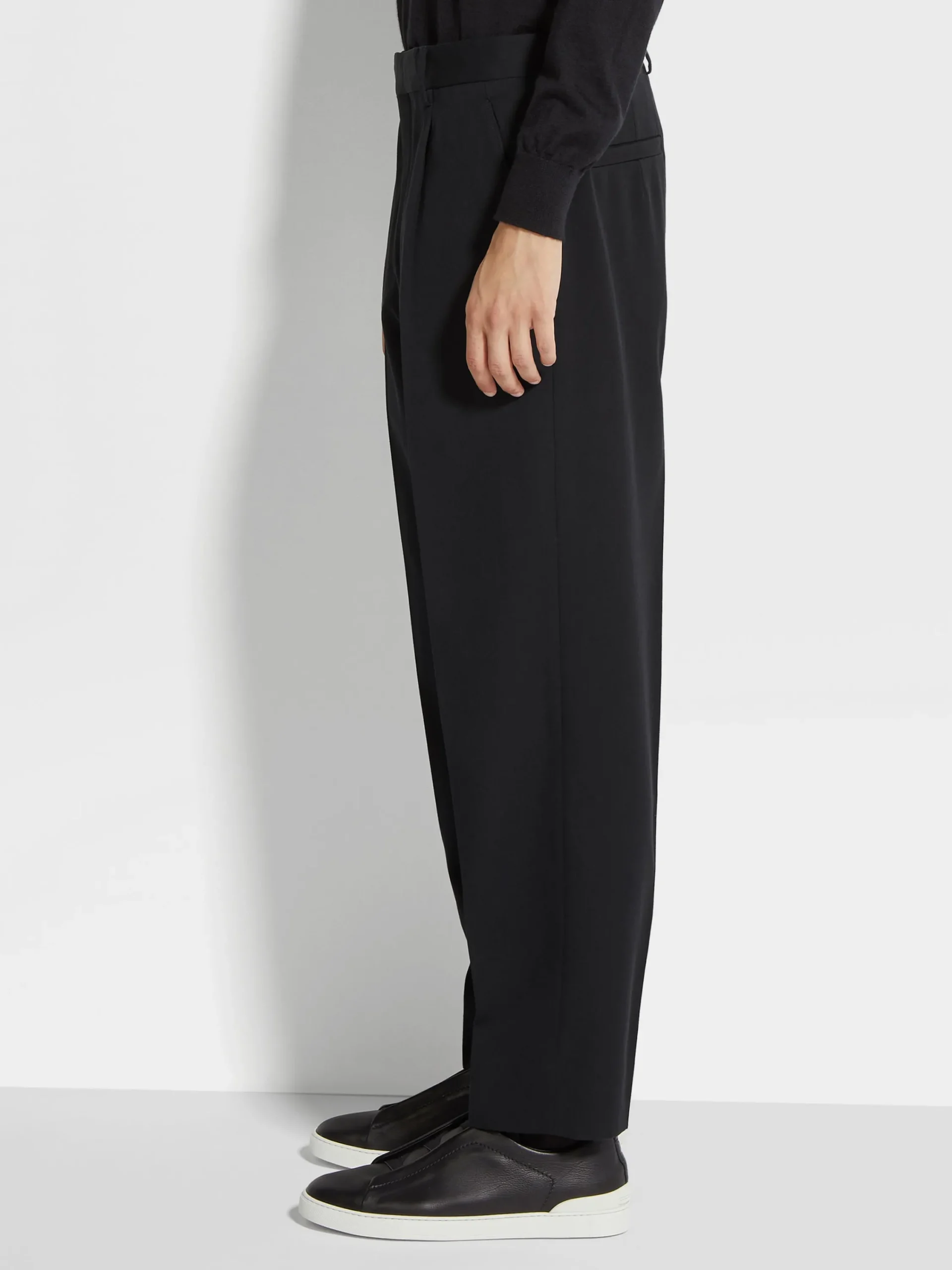 Pants>ZEGNA Cotton and Wool Pants Black