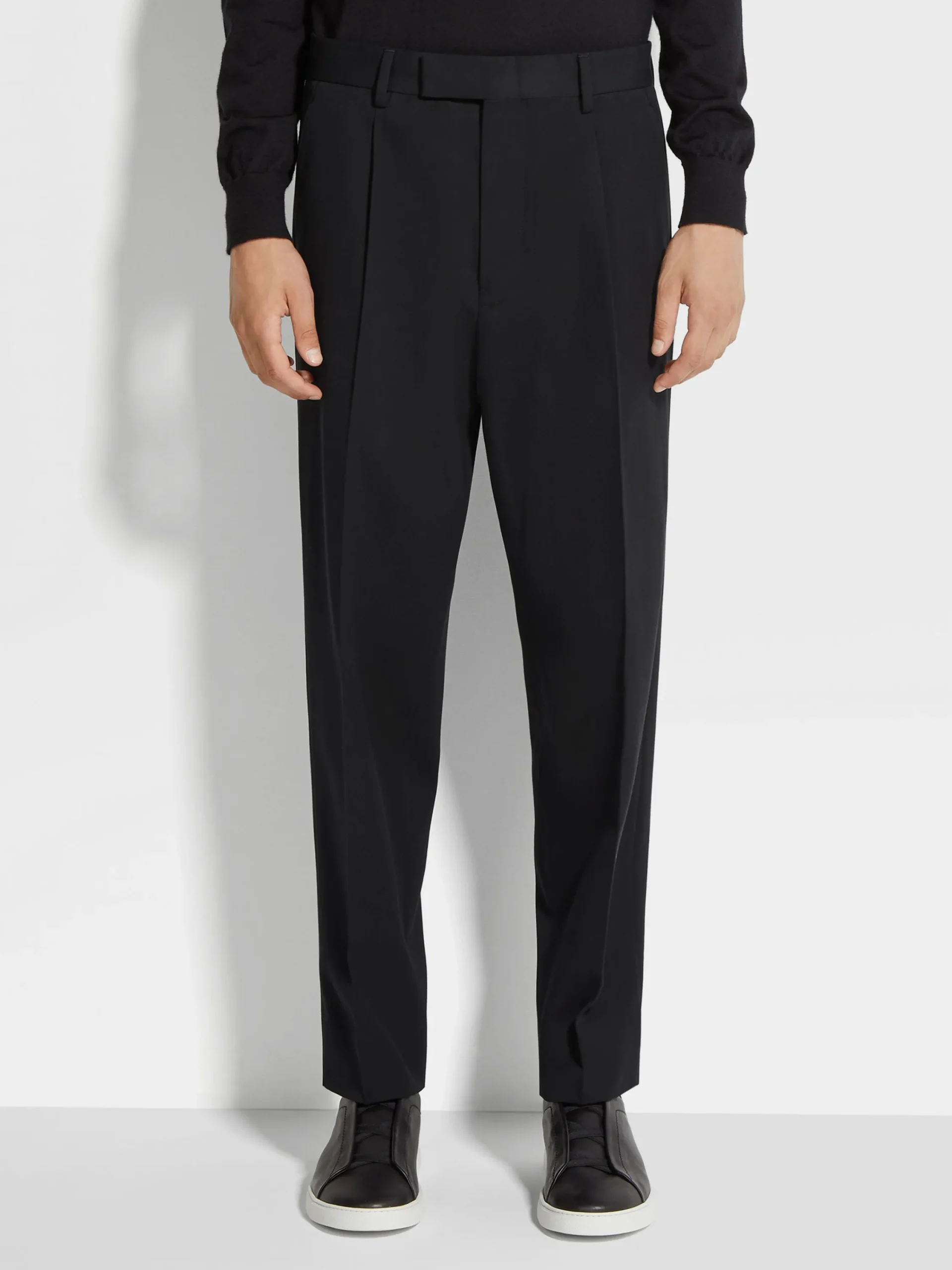 Pants>ZEGNA Cotton and Wool Pants Black
