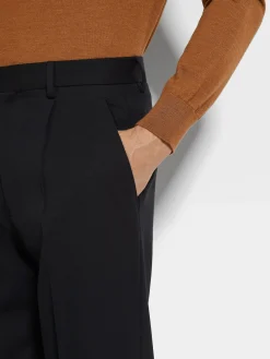 Travel In Style|Pants>ZEGNA Cotton and Wool Pants Black