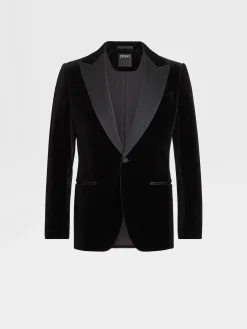 Blazers>ZEGNA Cotton Evening Jacket Black