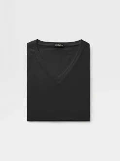 Underwear And Socks|Underwear And Socks>ZEGNA Cotton V-Neck T-Shirt Black