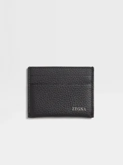 Small Gifts|Bags And Wallets>ZEGNA Deerskin Card Case Black