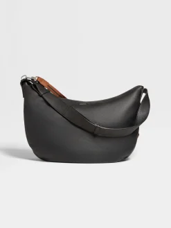 Bags And Wallets>ZEGNA Deerskin Hobo Panorama Bag Black