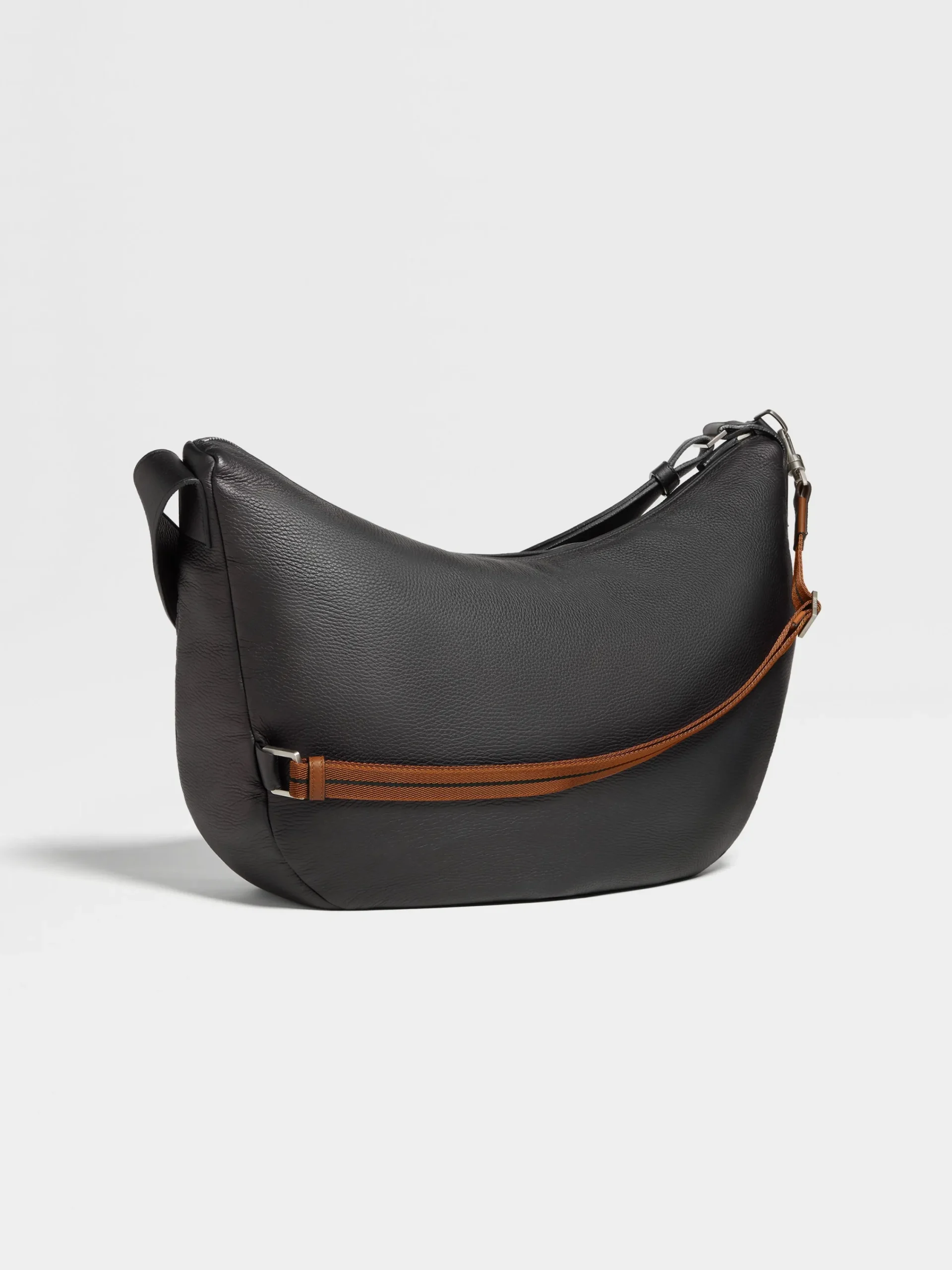 Bags And Wallets>ZEGNA Deerskin Hobo Panorama Bag Black