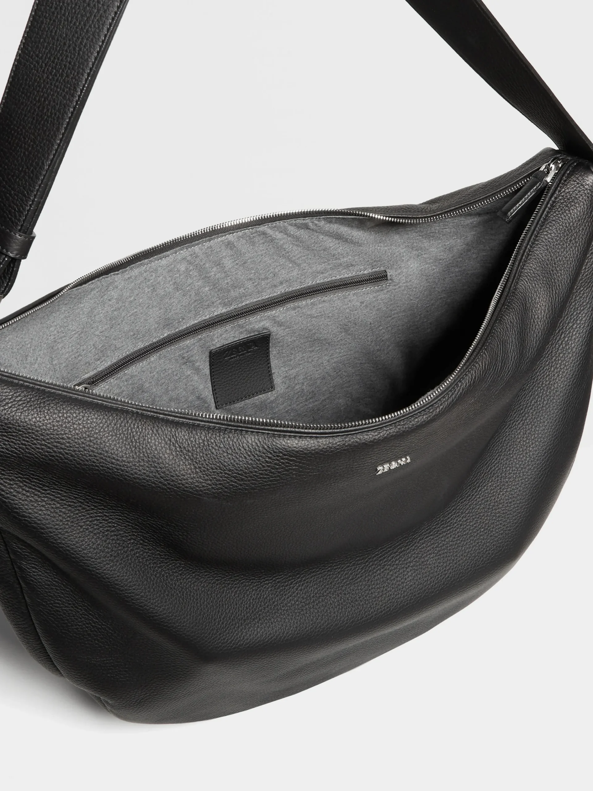 Bags And Wallets>ZEGNA Deerskin Hobo Panorama Bag Black