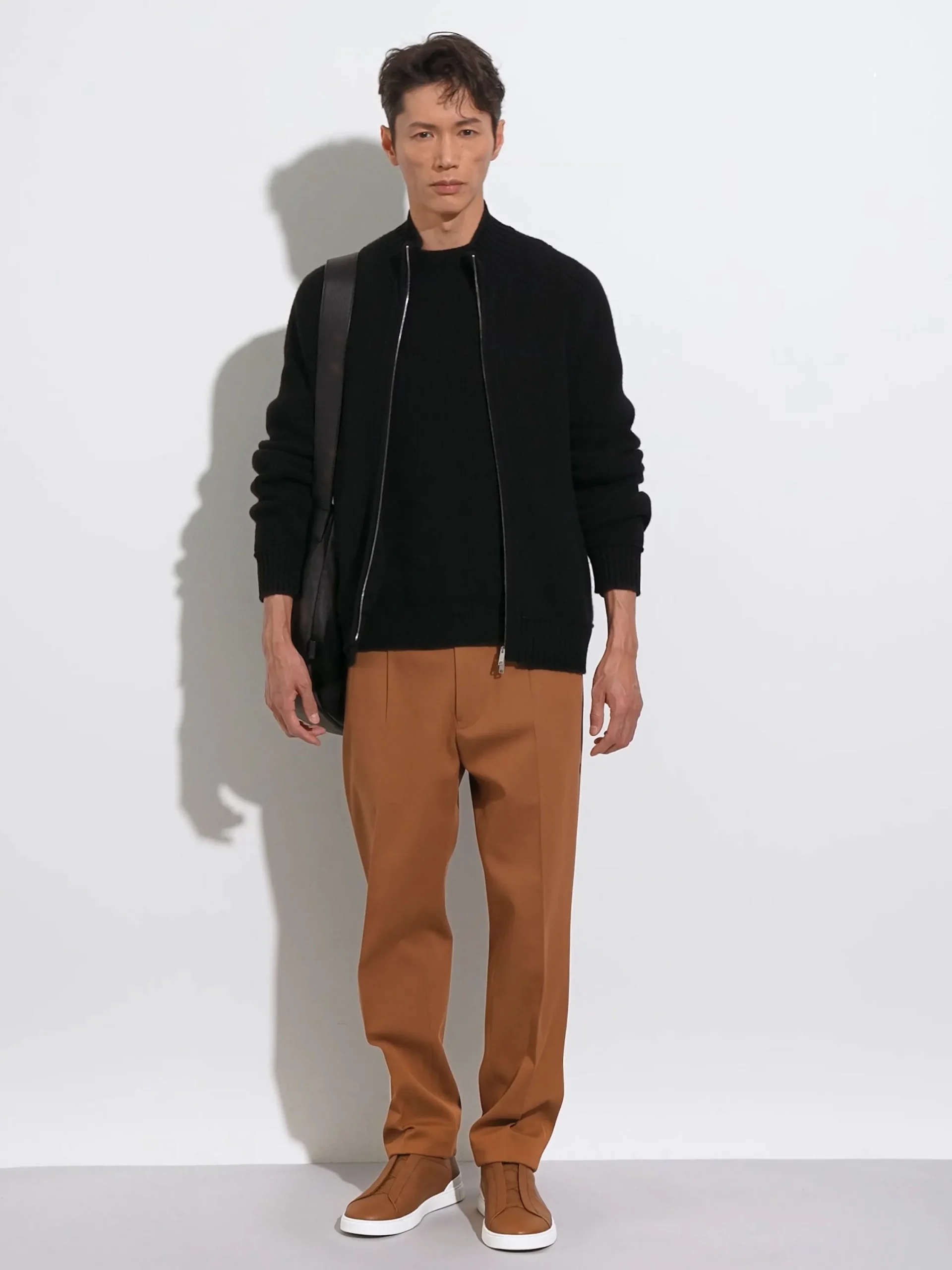 Bags And Wallets>ZEGNA Deerskin Hobo Panorama Bag Black