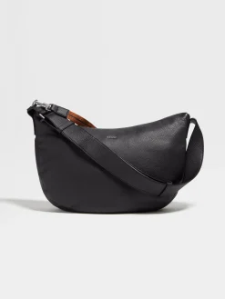 Bags And Wallets>ZEGNA Deerskin Hobo Panorama Mini Bag Black