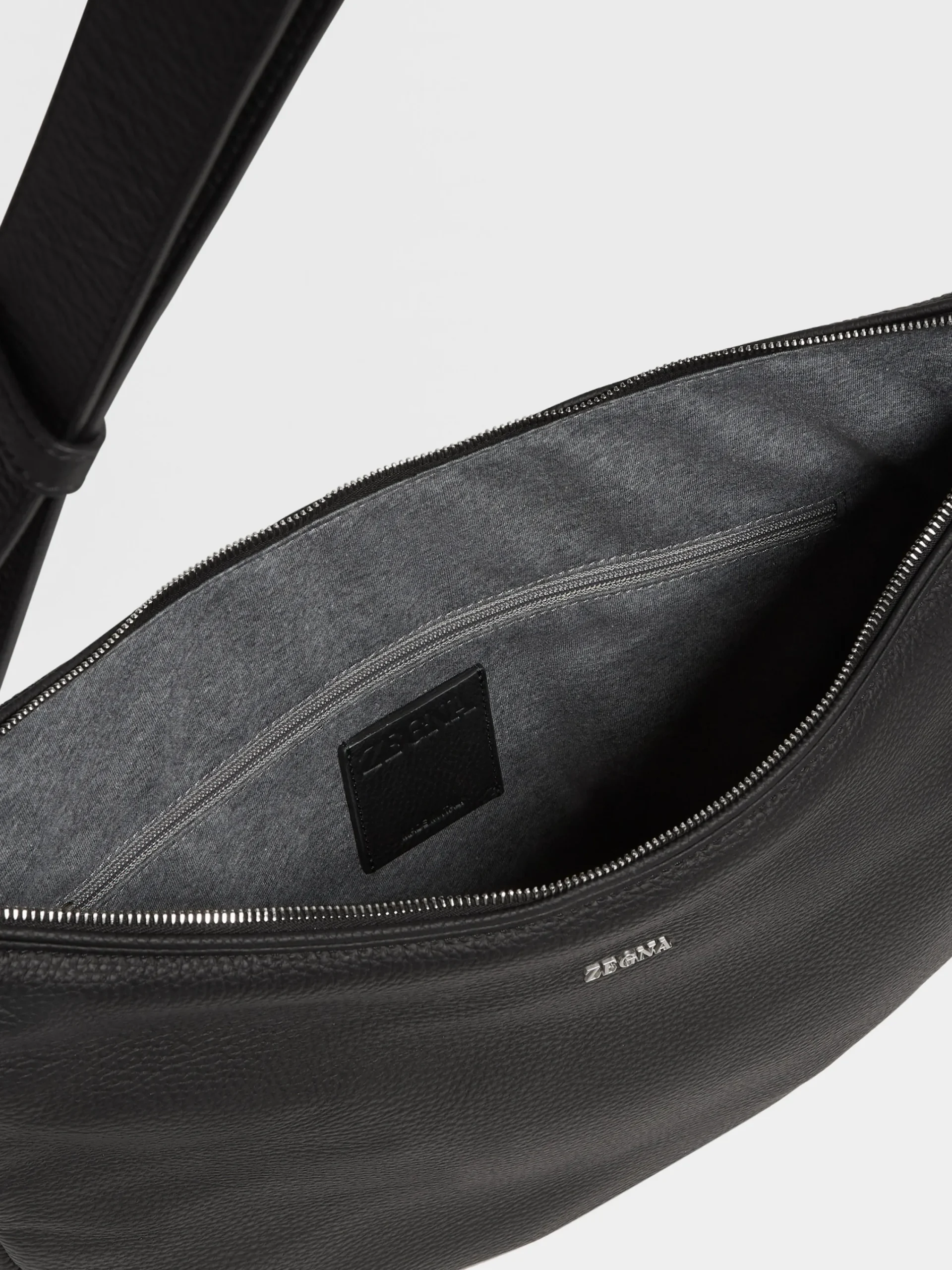 Bags And Wallets>ZEGNA Deerskin Hobo Panorama Mini Bag Black