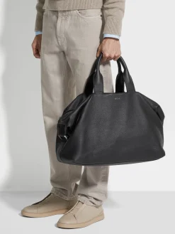 Travel In Style|Bags And Wallets>ZEGNA Deerskin Holdall Raglan Black