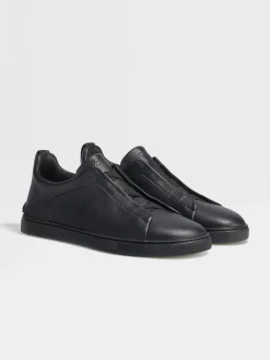 Sneakers>ZEGNA Deerskin Triple Stitch™ Sneakers Black