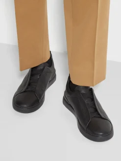 Sneakers>ZEGNA Deerskin Triple Stitch™ Sneakers Black