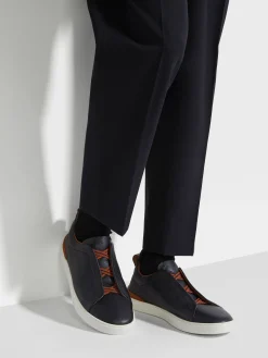 Sneakers>ZEGNA Deerskin Triple Stitch™ Sneakers Black