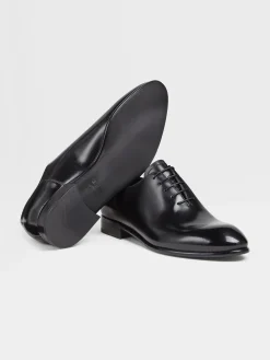 Lace Ups>ZEGNA Hand-Buffed Leather Vienna Evening Wholecut Oxford Black