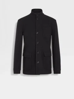 Overshirts And Chore Jackets>ZEGNA Jerseywear Wool and Cashmere Chore Jacket Black