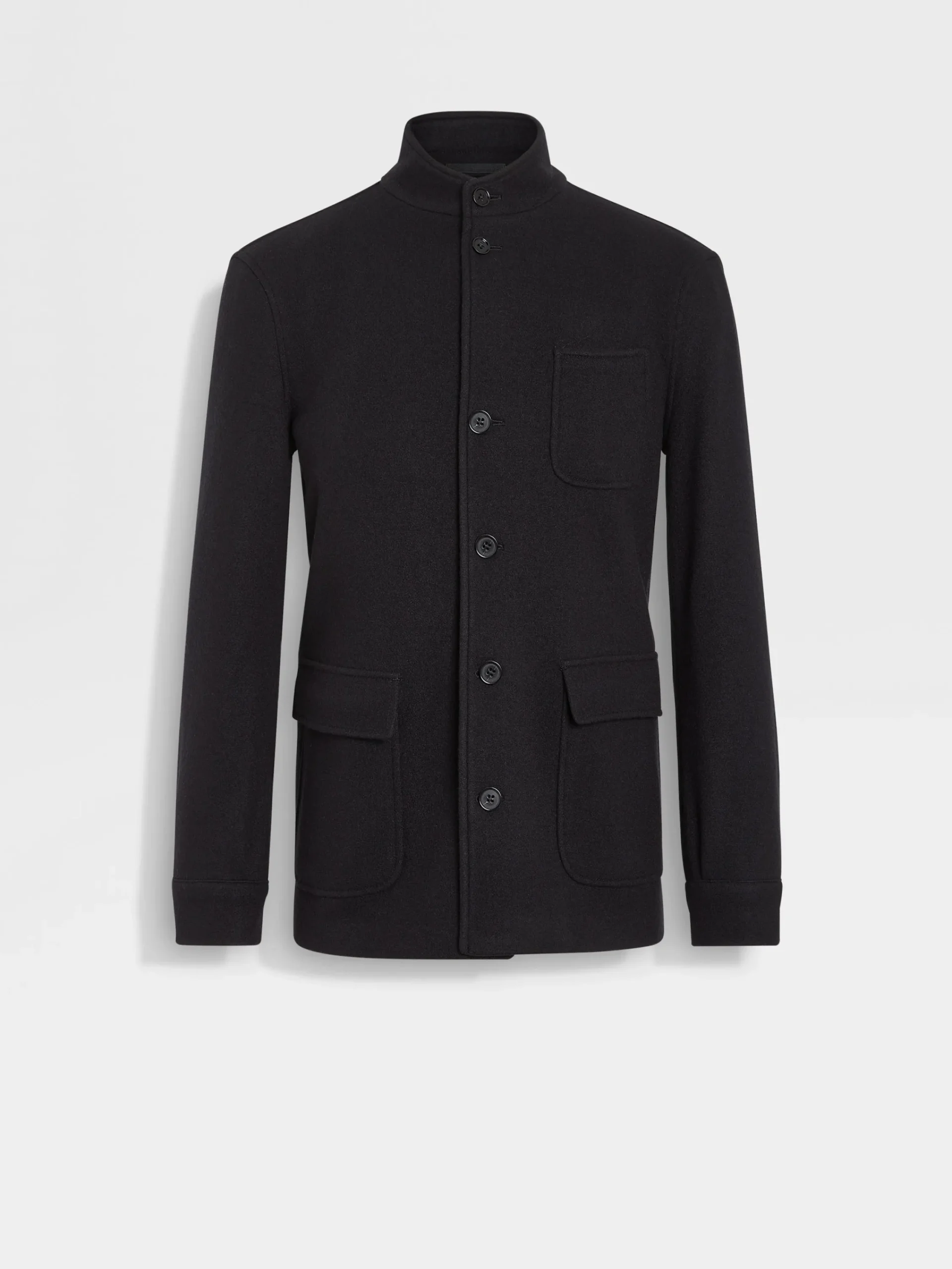 Overshirts And Chore Jackets>ZEGNA Jerseywear Wool and Cashmere Chore Jacket Black