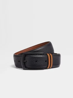 Belts>ZEGNA Leather Belt Black