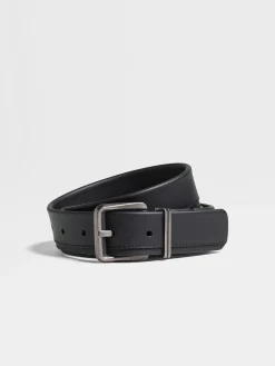 Belts>ZEGNA Leather Belt Black