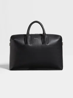 Bags And Wallets>ZEGNA Leather Business Bag Black