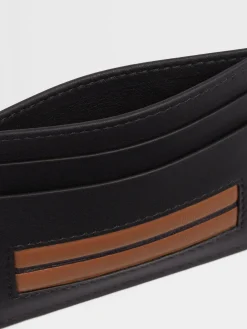 Bags And Wallets>ZEGNA Leather Card Case Black