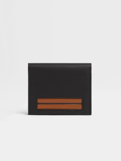 Bags And Wallets>ZEGNA Leather Card Case Black