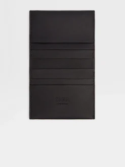 Bags And Wallets>ZEGNA Leather Card Case Black