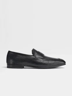 Loafers>ZEGNA Leather L'Asola Loafers Black