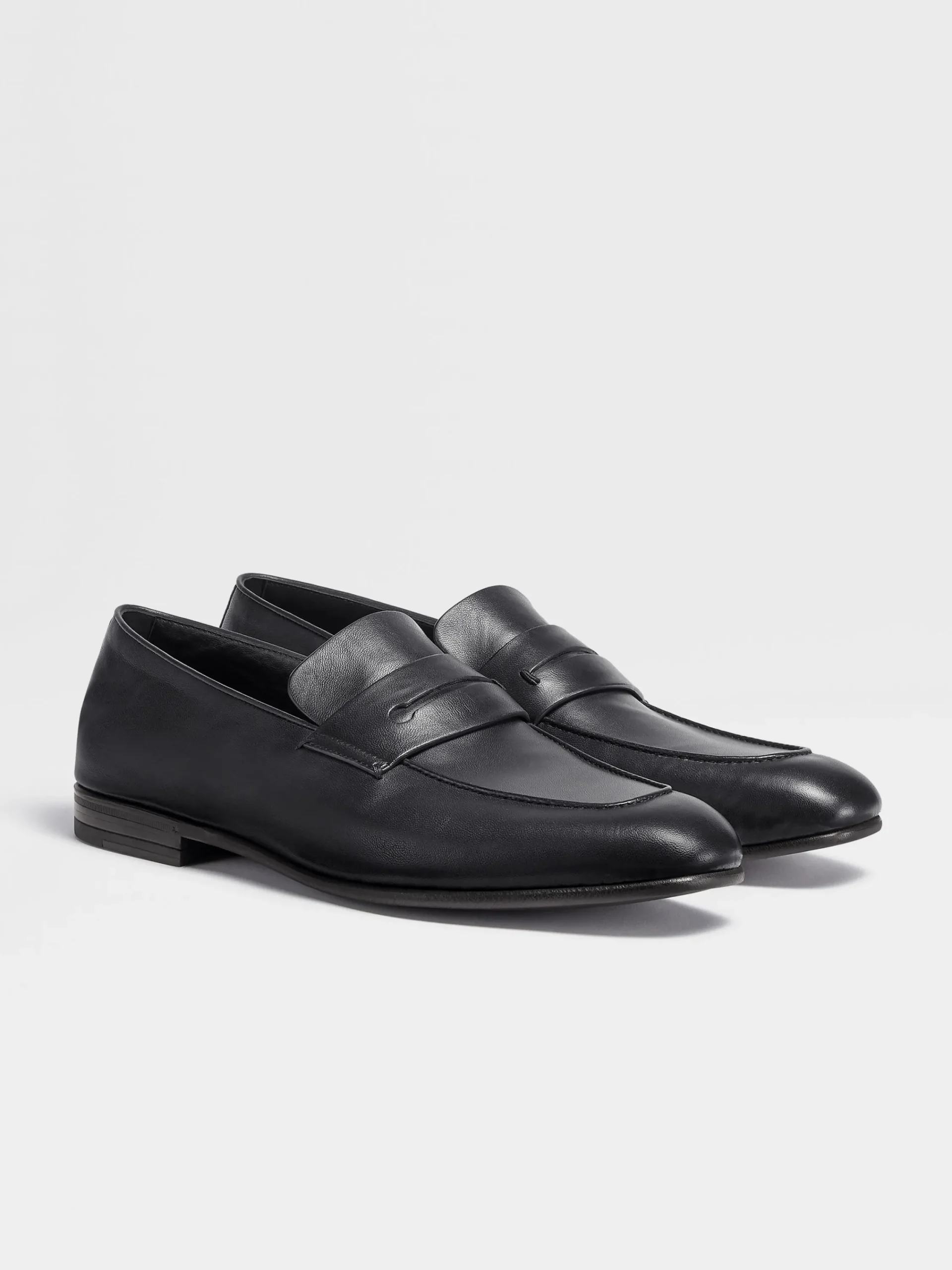 Loafers>ZEGNA Leather L'Asola Loafers Black