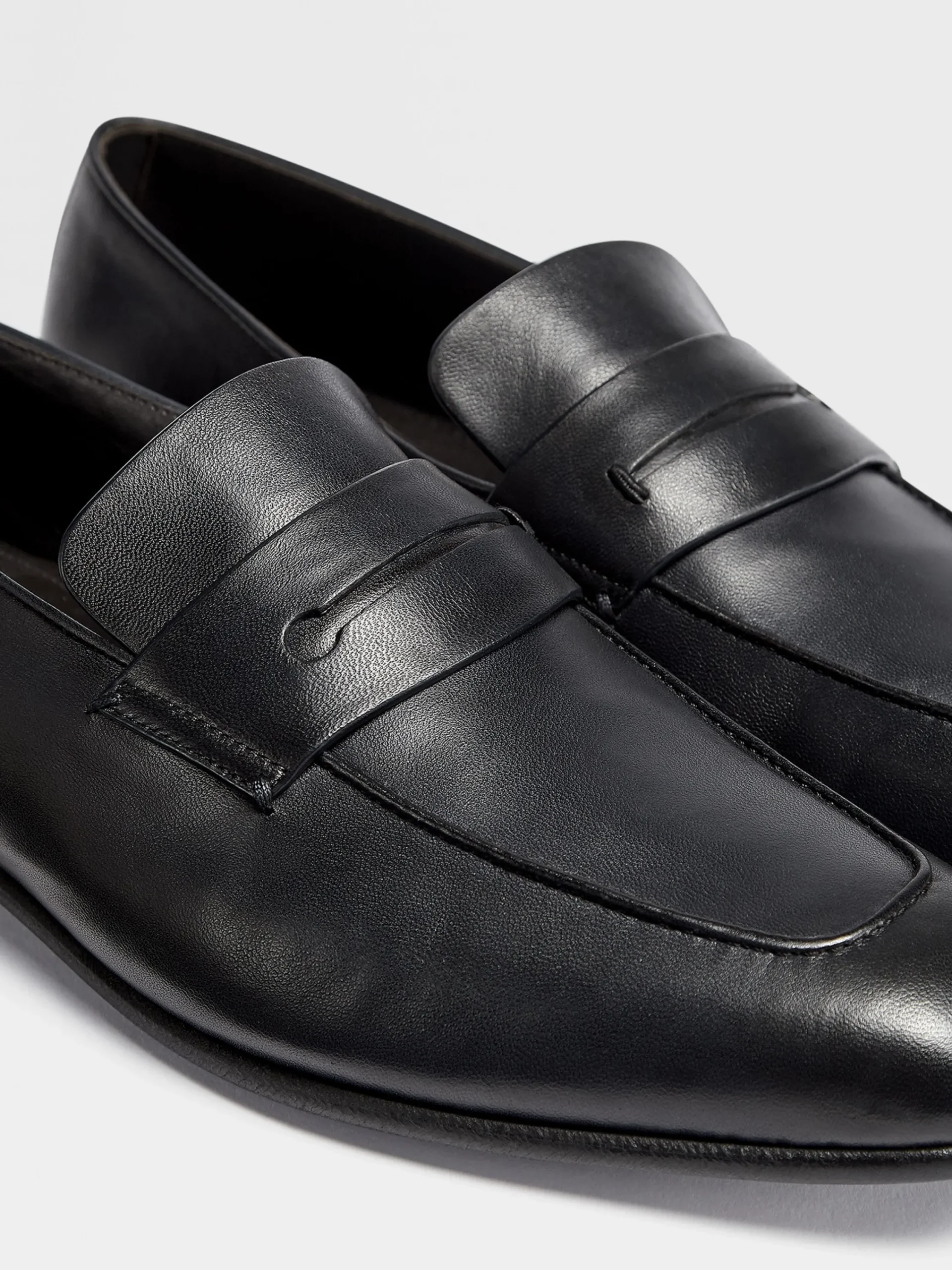 Loafers>ZEGNA Leather L'Asola Loafers Black