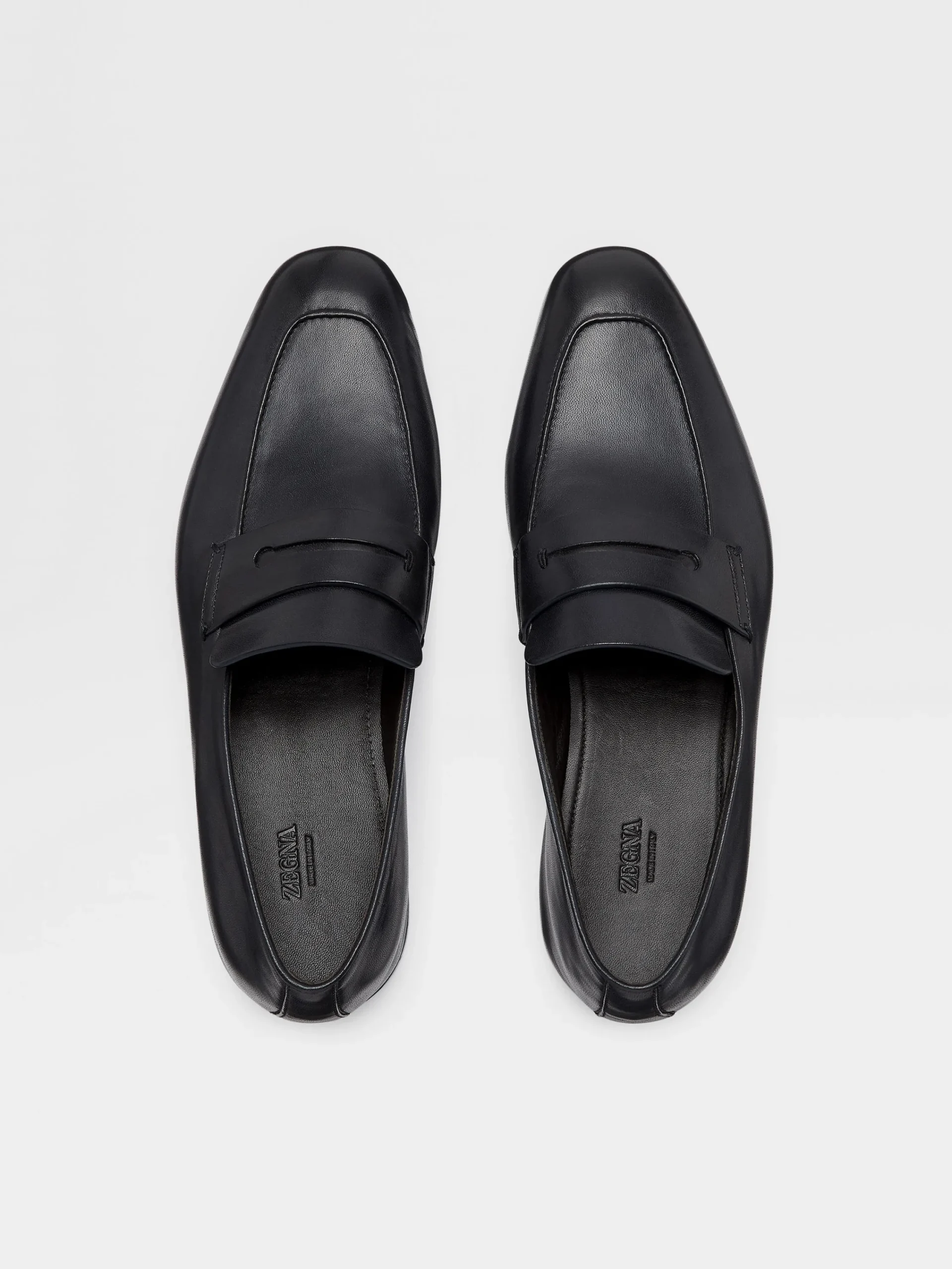 Loafers>ZEGNA Leather L'Asola Loafers Black