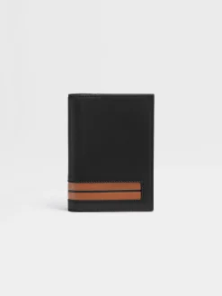 Bags And Wallets>ZEGNA Leather Passport Case Black