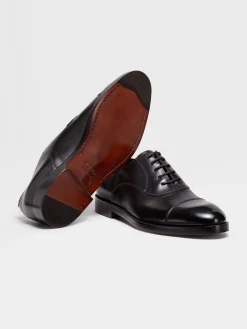 Lace Ups>ZEGNA Leather Torino Oxford Shoes Black