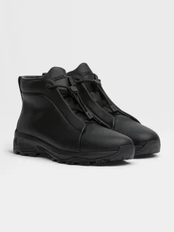 Travel In Style|Boots>ZEGNA Leather Triple Stitch™ Vetta Sneakers Black