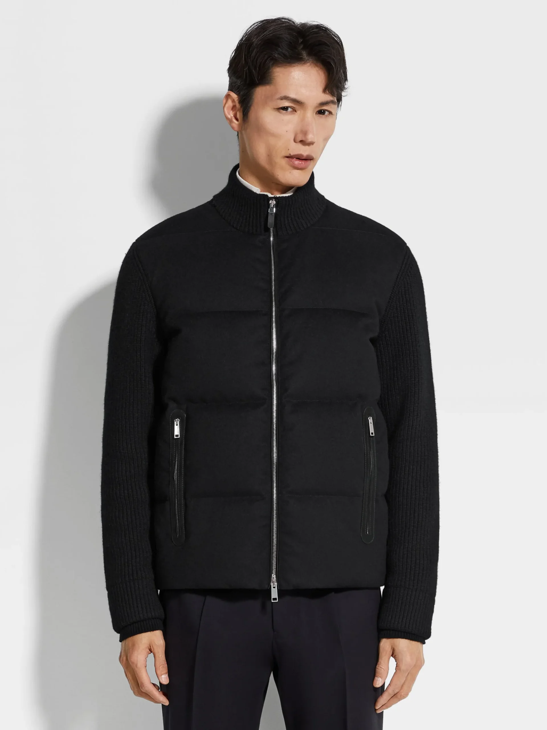 Down Jackets|Jackets And Coats>ZEGNA Oasi Cashmere Full Zip Blouson Black