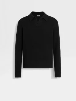 Polo Shirts|Sweaters>ZEGNA Oasi Cashmere Polo Shirt Black