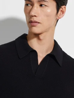 Polo Shirts|Sweaters>ZEGNA Oasi Cashmere Polo Shirt Black