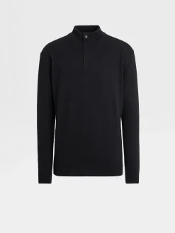 Sweaters>ZEGNA Oasi Cashmere Zip Mock Neck Sweater Black