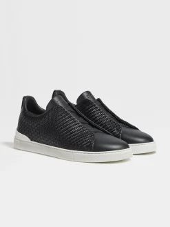 Sneakers>ZEGNA PELLETESSUTA™ Leather Triple Stitch™ Sneakers Black