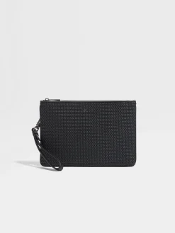 Bags And Wallets>ZEGNA PELLETESSUTA™ Leather Pouch Black