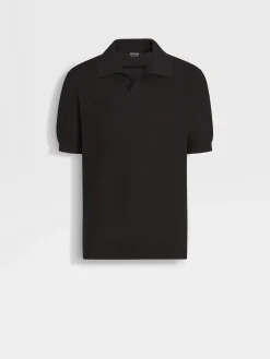 Polo Shirts|Sweaters>ZEGNA Premium Cotton Polo Shirt Black